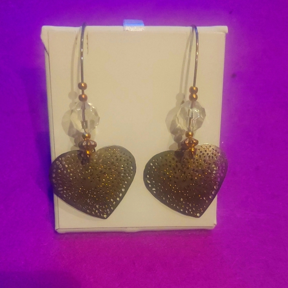 Elegant Goldtone Heart Earrings